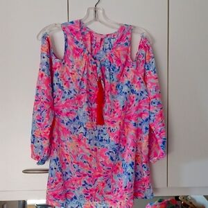 Lilly Pulitzer Pink and Blue Patterned Blouse